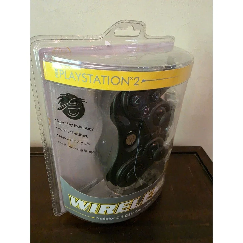 Pelican Predator Playstation 2 PS2 Wireless Controller w/ Dongle Black NEW!